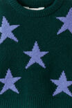 Baby Knit Jumper, WINTER JADE/BLUE BONNET STAR - example image 2