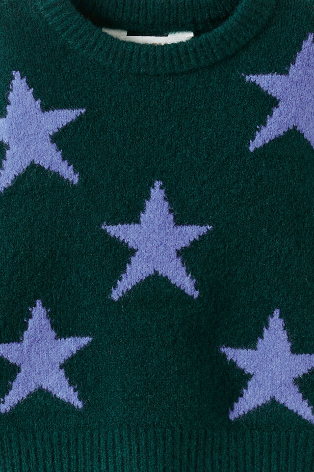 Baby Knit Jumper, WINTER JADE/BLUE BONNET STAR