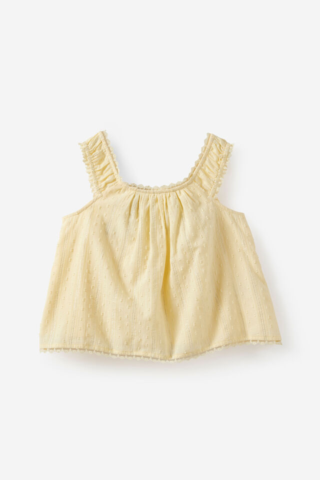 Gigi Babydoll Top, BUTTER YELLOW/SILVER LUREX