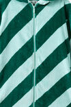 Kids Zip Thru Hooded Towel, SEAGLASS/ENGLISH IVY DIAGONAL STRIPE - example image 2