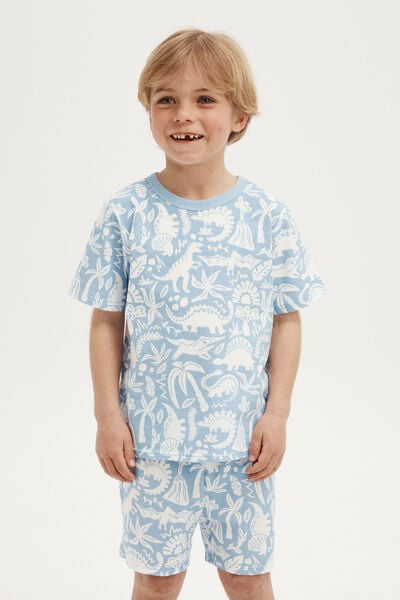 Jordan Short Sleeve Pyjama Set, DUSK BLUE/DINO FIELDS