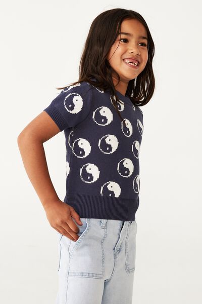 Camiseta - Macy Knit Top, INDIGO/YIN YANG