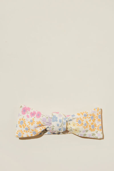 The Bow Tie Headband, VANILLA/VINTAGE LILAC AVA FLORAL