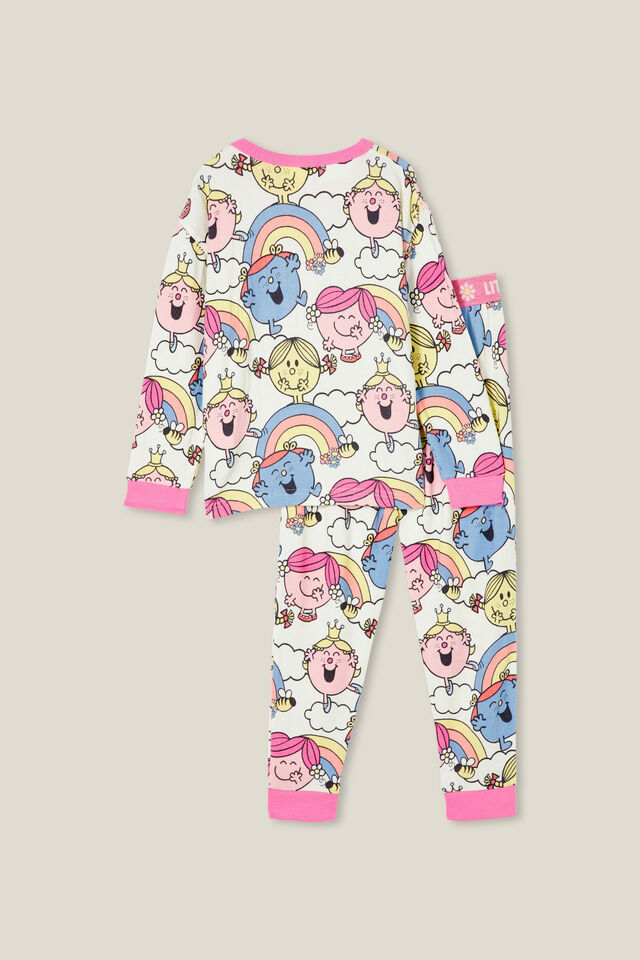 Serena Long Sleeve Pyjama Set Licensed, LCN MEN VANILLA/LITTLE MISS RAINBOWS