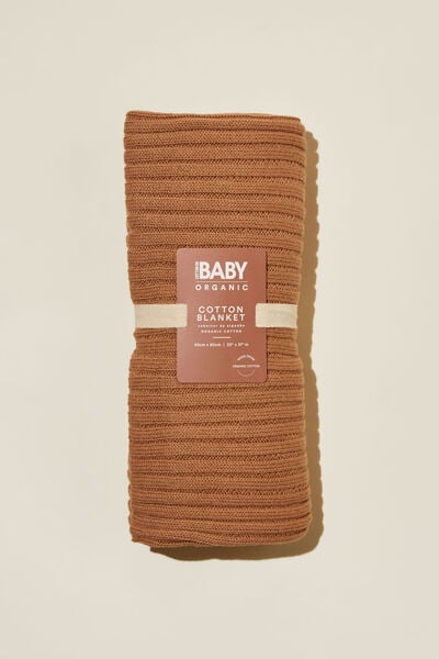 Organic Newborn Rib Knit Blanket, TAUPY BROWN