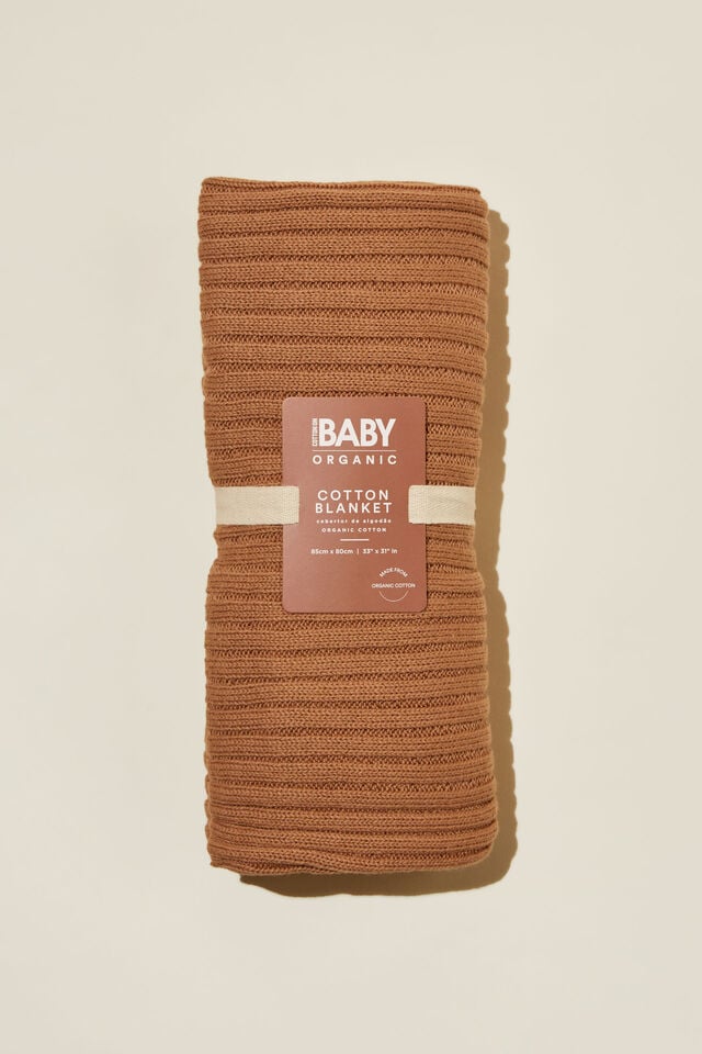 Organic Rib Knit Blanket, TAUPY BROWN