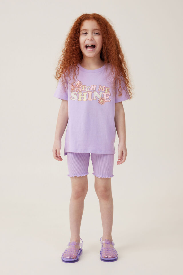 Poppy Short Sleeve Graphic Print Tee, LILAC DROP/WATCH ME SHINE