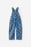 Barrel Leg Denim Overall, BLUE HAVEN MID BLUE/SPOTS - example image 2