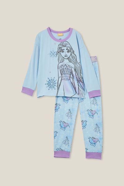 Ava Long Sleeve Pyjama Set Licensed, LCN DIS FROSTY BLUE/ELSA SPARKLE