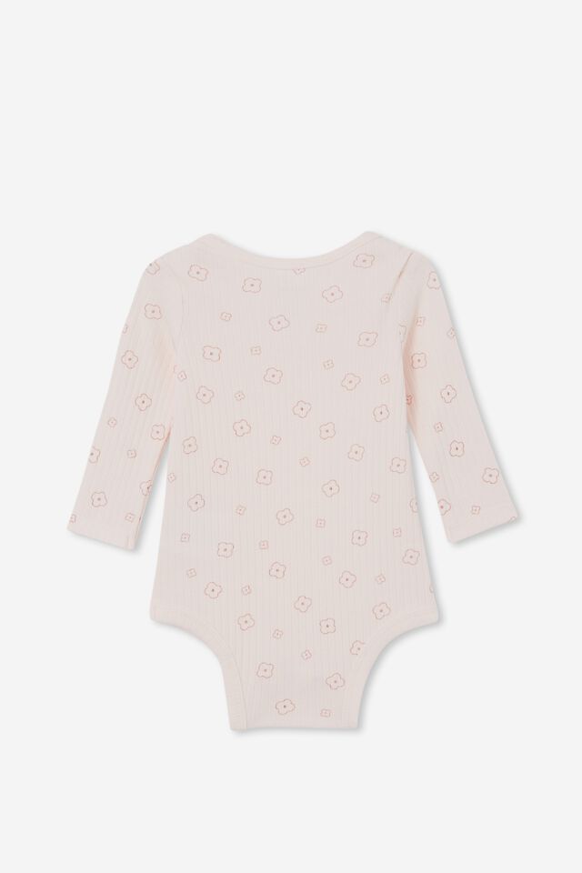 Organic Newborn Long Sleeve Bubbysuit, CRYSTAL PINK/VIVI FLORAL