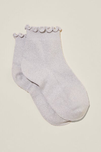 Single Pack Mid Crew Sock, SILVER SHIMMER