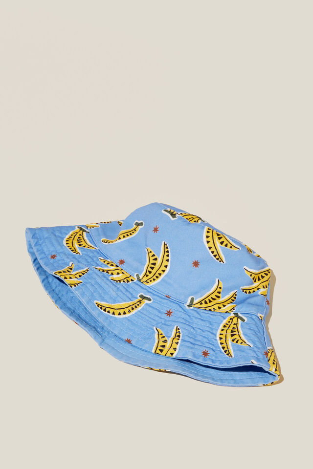 Kids Reversible Bucket Hat, DUSK BLUE/BANANAS