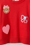 Soft Light Weight Knit Sweater, VARSITY RED/BEAR PLACEMENT - example image 2