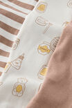 The 3Pk Long Sleeve Zip Romper, OATMILK/HONEY BEAR - example image 2