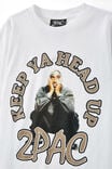 Tupac Drop Shoulder Short Sleeve Tee, LCN BRA WHITE/TUPAC KEEP YA HEAD UP - alternate image 2