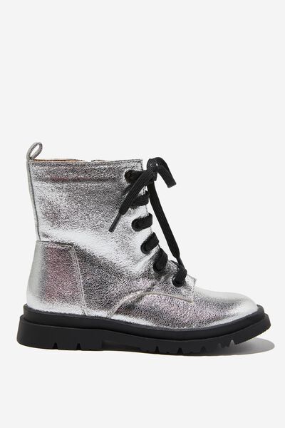 Combat Lug Boot, CRACKED SILVER