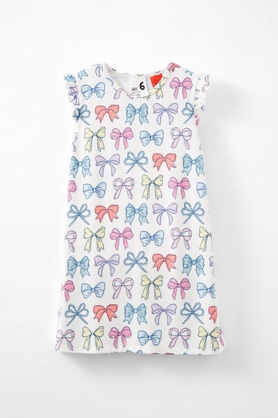 Madeline Flutter Nightie, VANILLA/MULTI BOWS