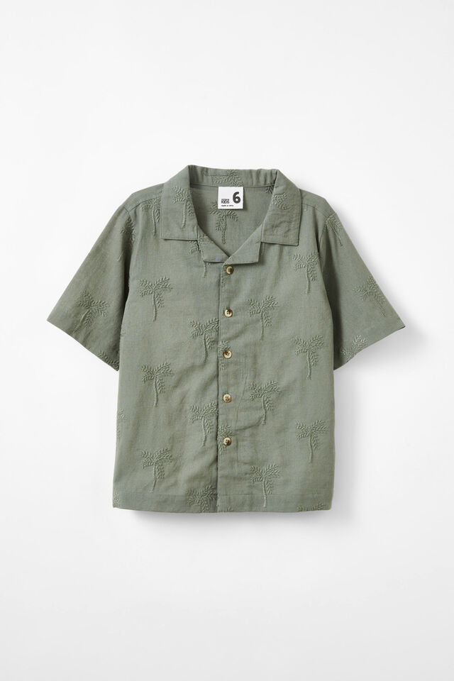 Cabana Short Sleeve Shirt, SWAG GREEN/PALM EMBROIDERY