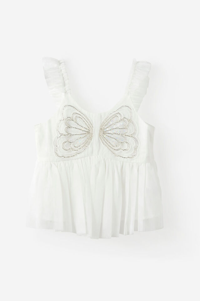 Embellished Sleeveless Top, VANILLA