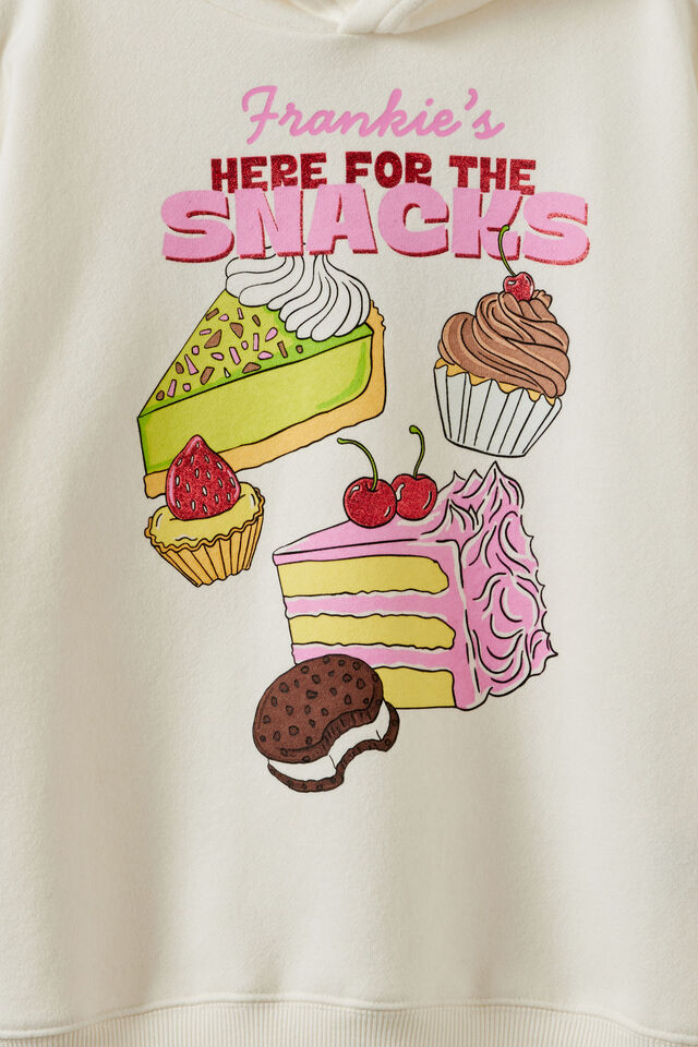 Sammy Oversized Hoodie- Personalised, DARK VANILLA/HERE FOR THE SNACKS