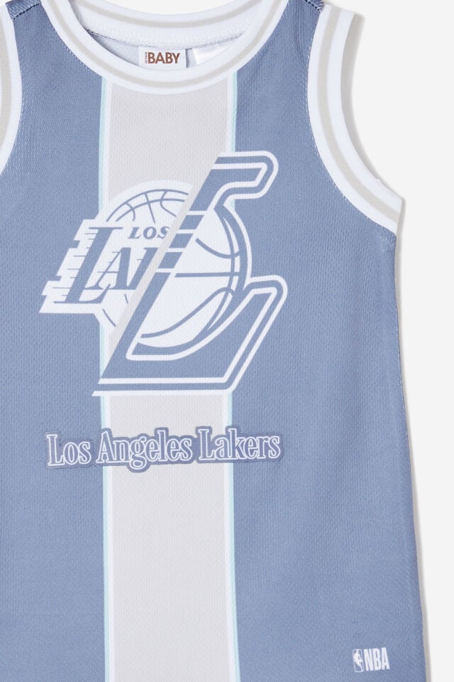 NBA LA Lakers The Sleeveless Snap Playsuit, LCN NBA STEEL/LA LAKERS