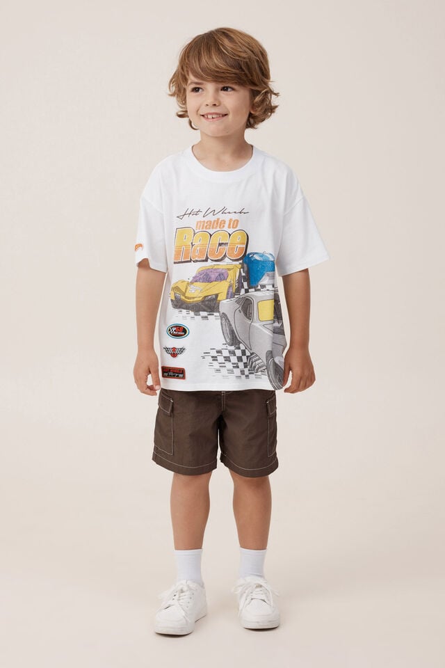 Camiseta - Hot Wheels License Drop Shoulder Short Sleeve Tee, LCN MAT WHITE/HOT WHEELS MADE TO RACE