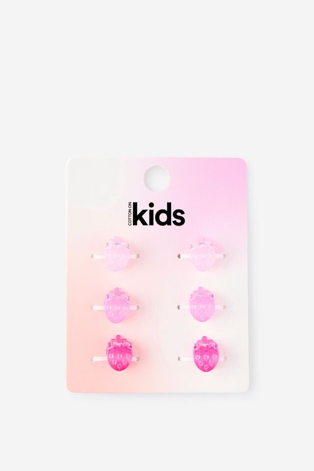 Kids Mini Claw Clip Pack, PETAL PINK/STRAWBERRIES