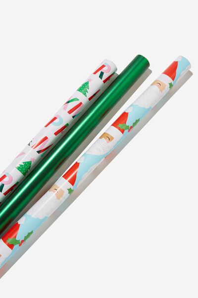 Kids Gift Wrap 3 Pack, HAPPY XMAS/SANTA S CREW