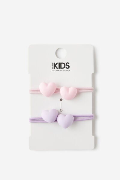 Acessório de cabelo - Hannah Hair Ties, BLUSH PINK/LILAC DROP MATTE HEARTS