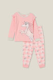 Ava Long Sleeve Pyjama Set, CORAL DREAMS/AVA UNICORN DITSY GINGHAM - alternate image 1