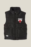 License Longline Puffer Vest, LCN NBA BLACK/CHICAGO BULLS - alternate image 1