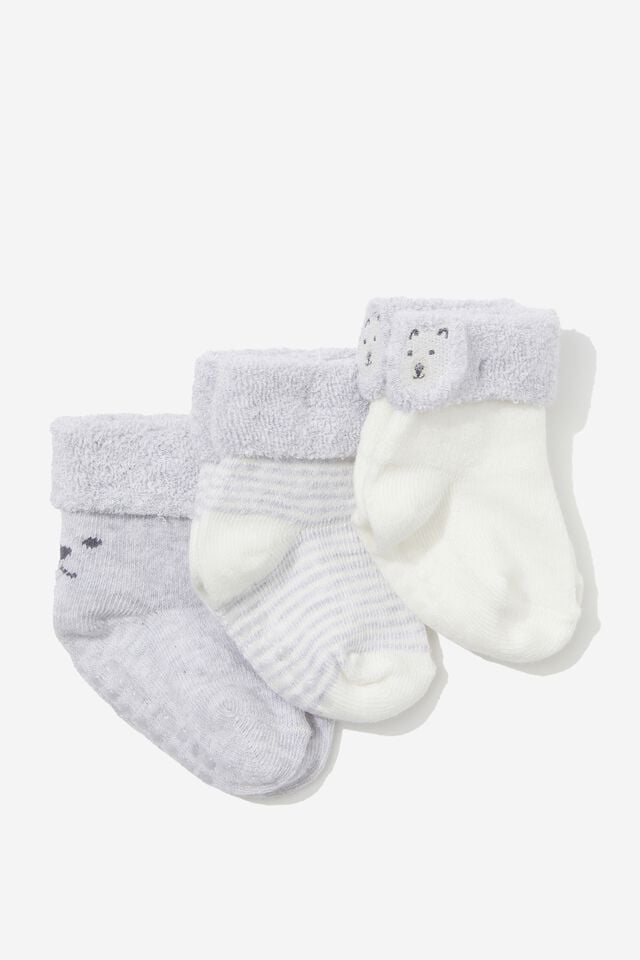 3Pk Terry Baby Socks
