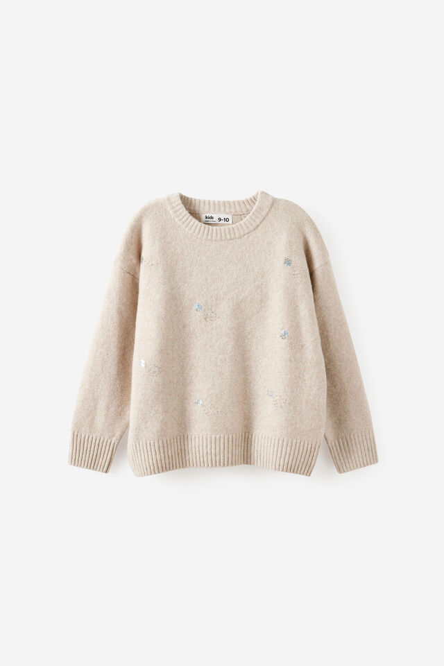 Soft Knit Sweater, OATMEAL MARLE/BLING