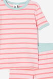 Talia Short Sleeve Pyjama Set, MARIAN STRIPE BLUSH PINK/ ORANGE CORAL - alternate image 2