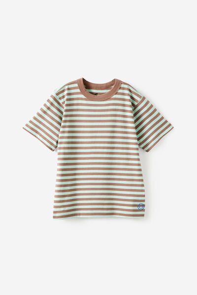 Essentials Graphic Short Sleeve Tee, COOKIE CRUMBLE/SEA GLASS STRIPE