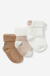 Meias - 3Pk Terry Baby Socks, TAUPY BROWN - vista alternativa 1