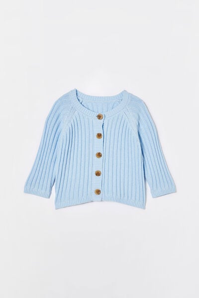 Organic Knit Cardigan, WHITE WATER BLUE