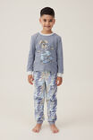 Winston Long Sleeve Pyjama Set Personalised, STEEL/SKATER BUNNY - alternate image 3
