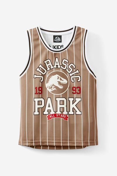 License Basketball Tank, LCN UNI TAUPY BROWN & WHITE STRIPE/JURASSIC P