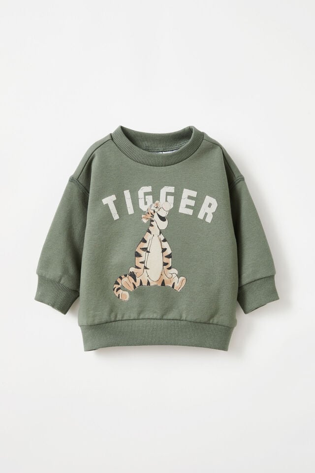 Alma Drop Shoulder Sweater Lcn, LCN DIS SWAG GREEN/WINNIE THE POOH TIGGER