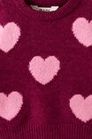 Baby Knit Jumper, BERRY JAM/STRAWBERRY MILK HEART - example image 3