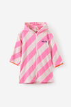 Kids Zip Thru Hooded Towel - Personalised, STRAWBERRY MILK/WHITE DIAGONAL STRIPE - example image 2