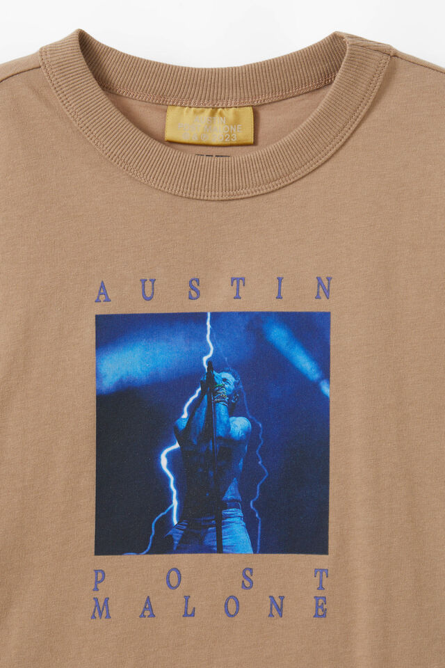 Post Malone Drop Shoulder Short Sleeve Tee, LCN BRA MOCHA/POST MALONE