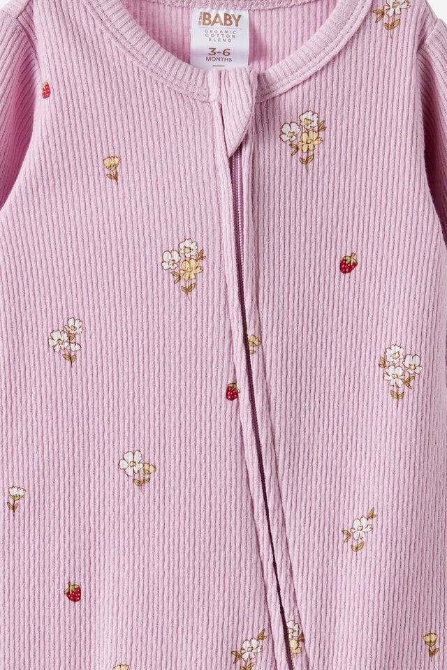 Littlie Organic Long Sleeve Zip All In One Romper, THISTLE/MEADOW MORNINGS FLORAL