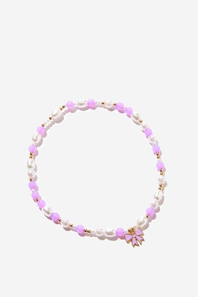 Kids Beaded Necklace, LILAC/BOWS