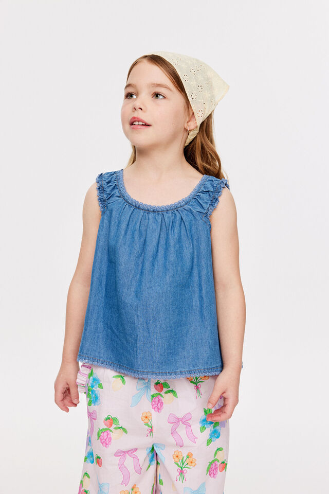 Gigi Babydoll Top, LIGHT WASH