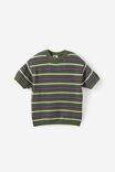Oversized Knit Tshirt, KHAKI GREEN/SUNKISSED STRIPE - example image 2