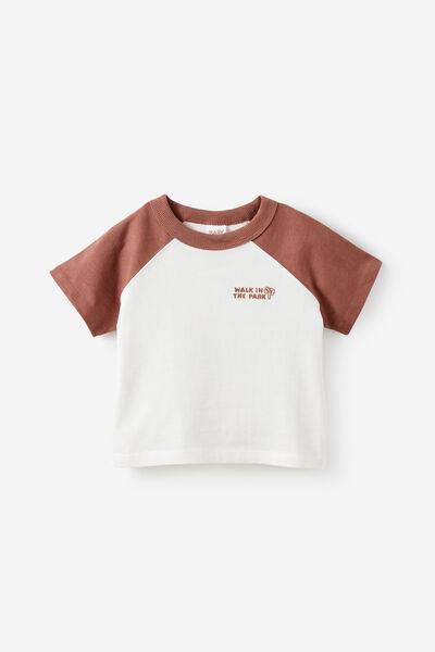 Huey Short Sleeve Raglan Tee, LIGHT BROWN/VANILLA