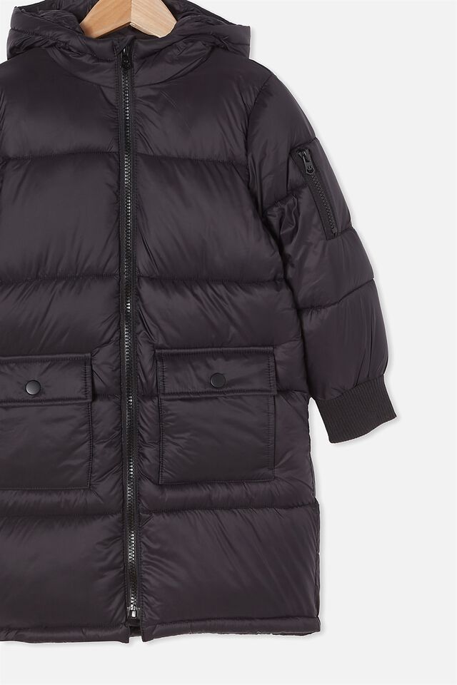 Finley Longline Puffer Jacket, BLACK
