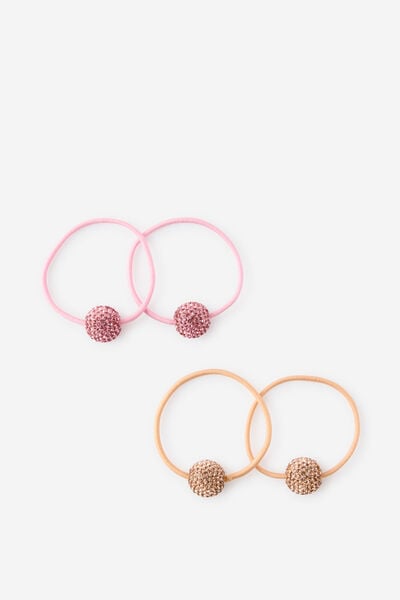 Kids Multi Pack Hair Ties, BALLET PINK/SPARKLES